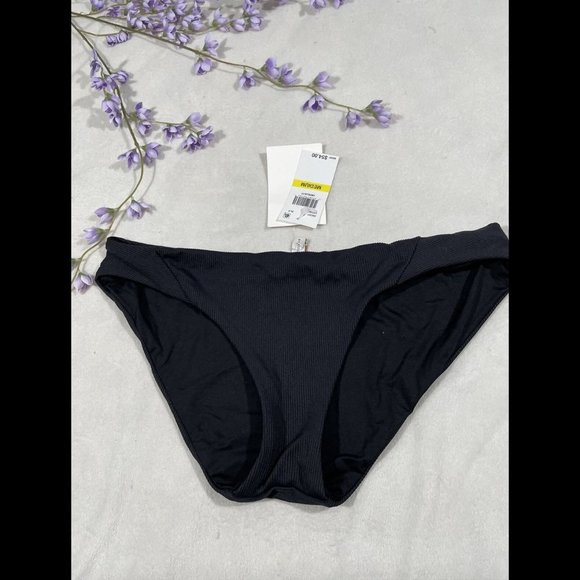 NWT‎ $58 Becca Loreto Ribbed Black Bikini Bottoms. SZ Medium - Picture 3 of 10